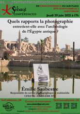 Image Conférence de Emilie Saubestre - Quels rapports la photographie entretient-elle avec  l’archéologie de l'Égypte antique ?